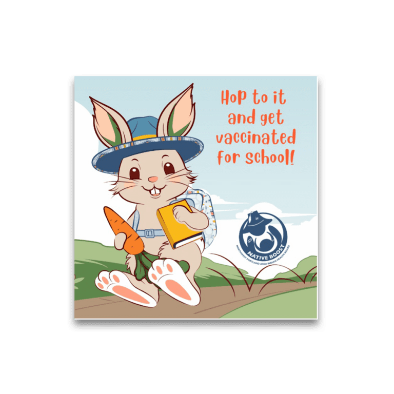 Animal Sticker - Hop to it and get vaccinated for school!